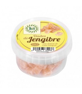Chuches dados de jengibre con azúcar de caña Bio · Sol Natural · 125 gr