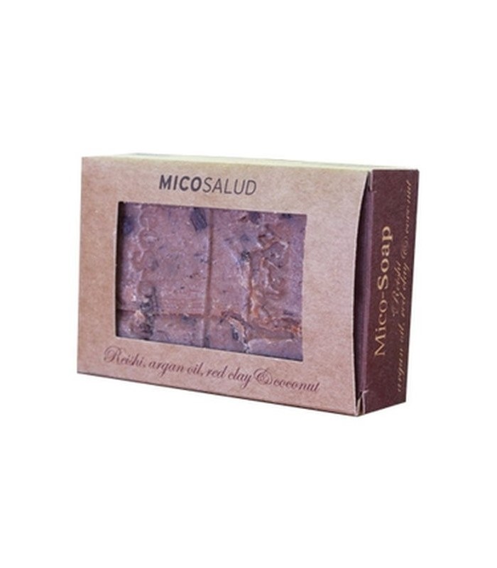 Mico salud · Reishi-Arcilla roja-Argán · Hifas da terra · Jabón en pastilla (2 X 75 GR)