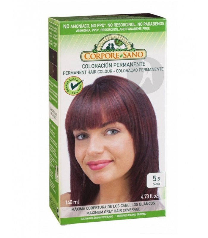 Tinte coloración permanente Caoba 5.5 · Corpore sano · 140ml