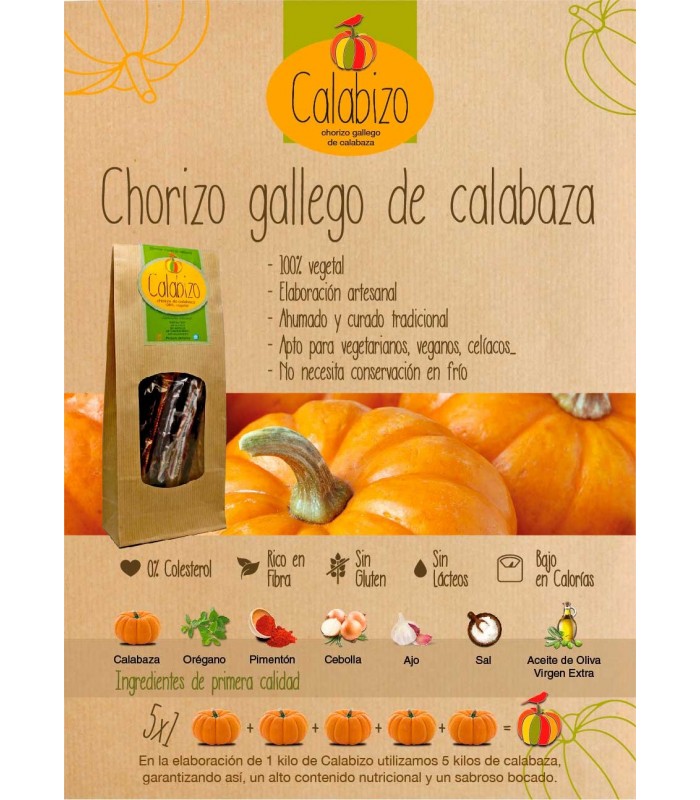 Chorizo Gallego de CALABAZA VEGANO · Calabizo ·  3 Unidades