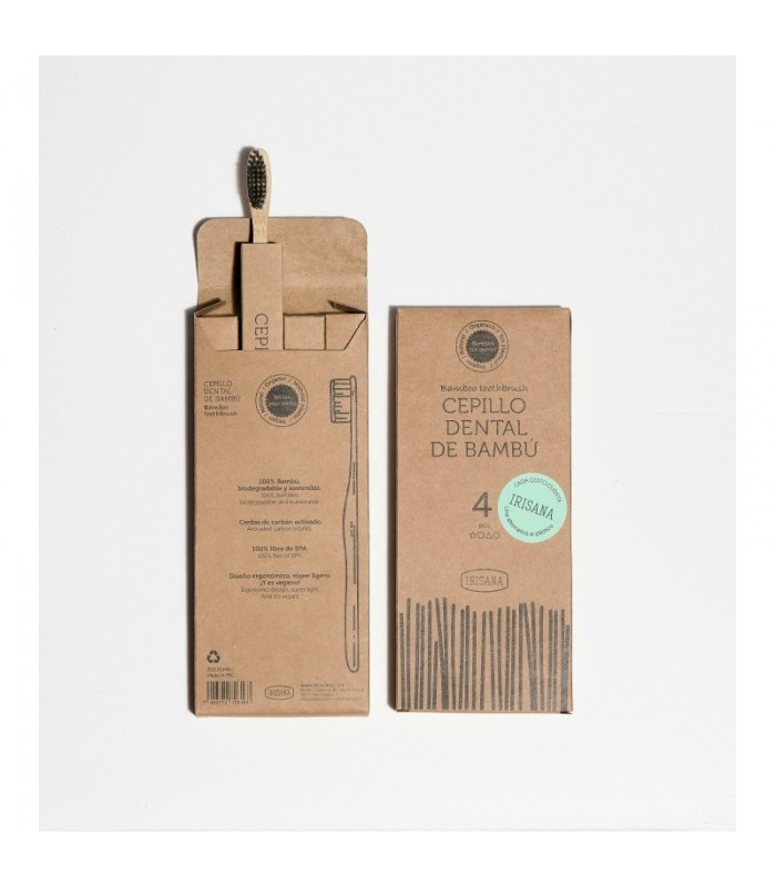 Cepillo Dental de Bambú · Irisana · 4 Unidades