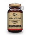 Vitamina D3 4.000 IU 100MCG · Solgar · 120 Cápsulas