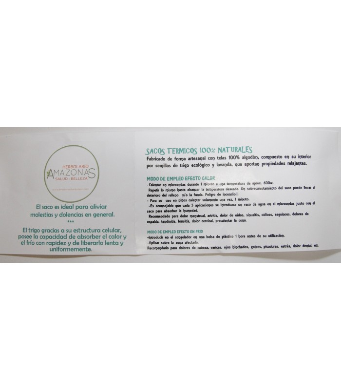 Saco de Calor Modelo Selva · Semillas de Trigo