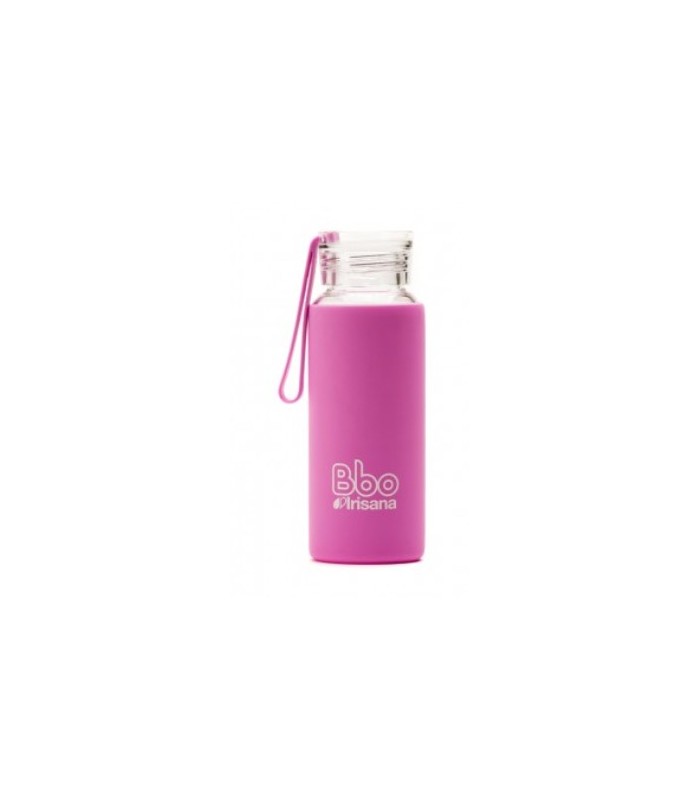 Botella de agua reutilizable · Vidrio · Con funda silicona · BBO IRISANA · ROSA · 550 ML