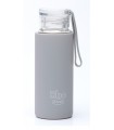 Botella de Agua Reutilizable · Vidrio · Con funda silicona · BBO IRISANA · Gris · 550 ML