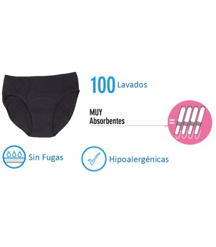 Braguitas Menstruales · Masmi Reuse · 1 Unidad Color Negro - Talla L