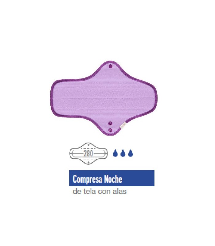Compresa con Alas de Tela Lavable NOCHE · Masmi Reuse · 1 Unidad