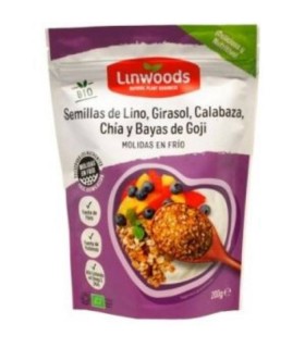 Semillas de lino, girasol, calabaza, chia y bayas de goji · Linwoods · 425 Gr