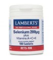 Selenio 200 mcg + Vitaminas A+C+E · Lamberts · 100 comprimidos