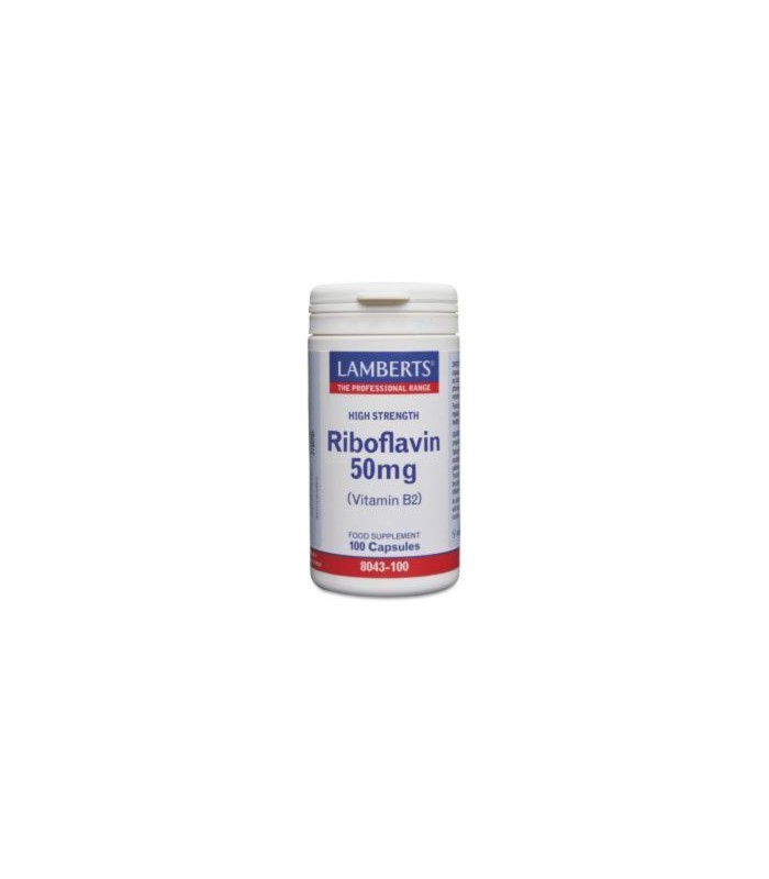 Riboflavina Vitamina B2 50 mg · Lamberts · 100 cápsulas
