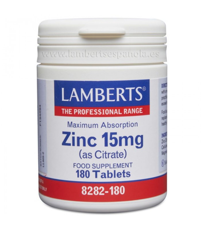 Zinc 15 mg · Lamberts · 180 comprimidos