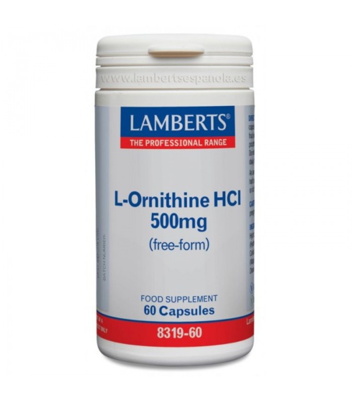 L-Ornitina 500 mg · Lamberts · 60 cápsulas