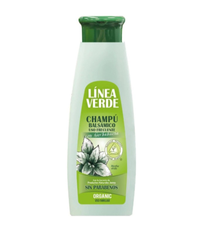Champú balsámico uso frecuente con hierbabuena · Línea verde · D´Shila · 400 ml