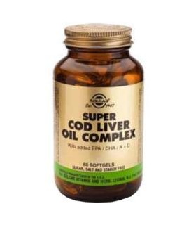 Aceite de hígado de bacalao con EPA DHA/ A+D · Solgar · 60 Cápsulas blandas