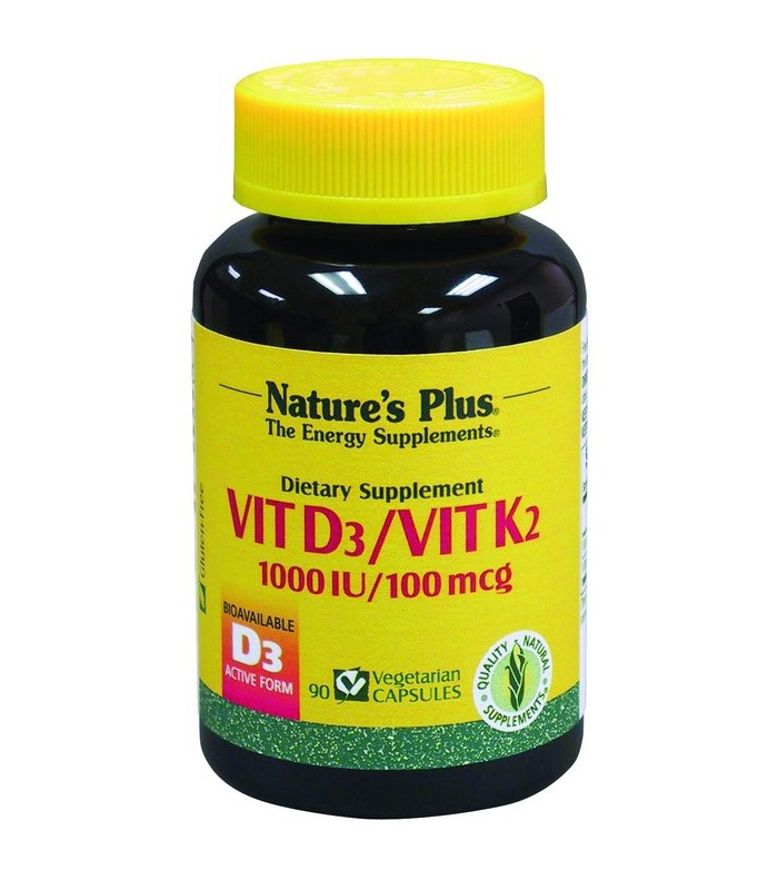 Vitamina D3 y K2 1000 IU · Nature´s Plus · 90 Cápsulas